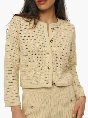 REFORMATION open stitch organic cotton cardigan NWT S